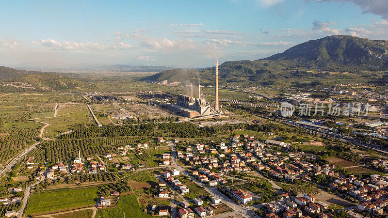 火力发电厂鸟瞰图。Soma Manisa土耳其